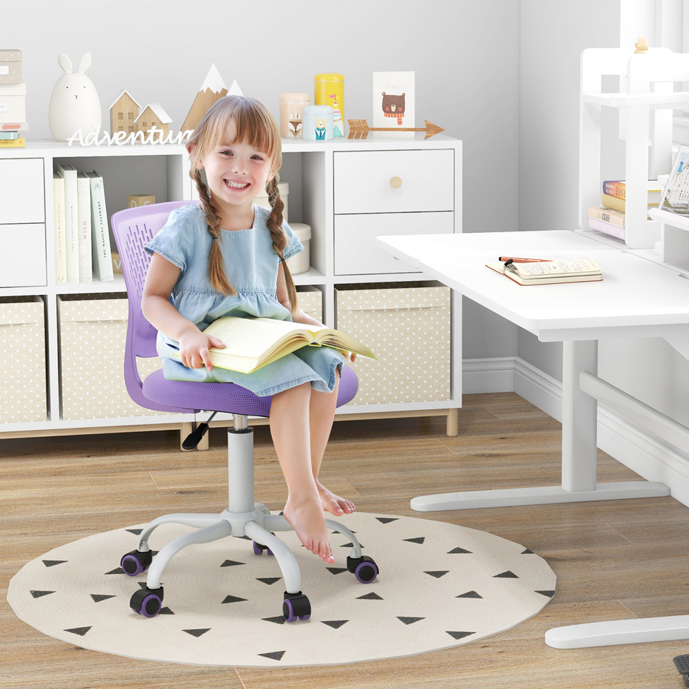 Costway Purple Ergonomic Children Study Chair Image 3