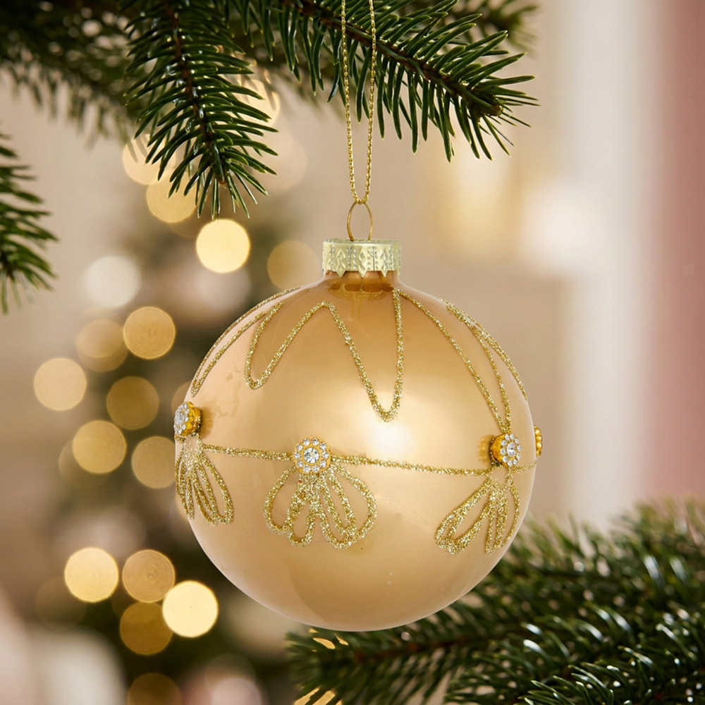 Champagne Glitter Embellished Bauble Image 5