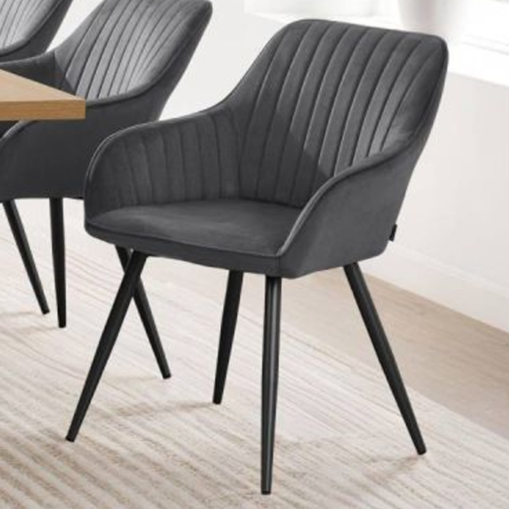 tectake Marilyn Grey Velvet Quilted Chair Image 1
