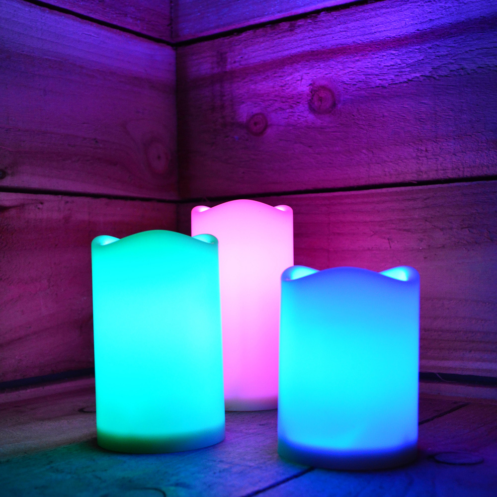 Samuel Alexander Premier Set of 3 Multi Pastel Colour Changing LED Candle Image 2