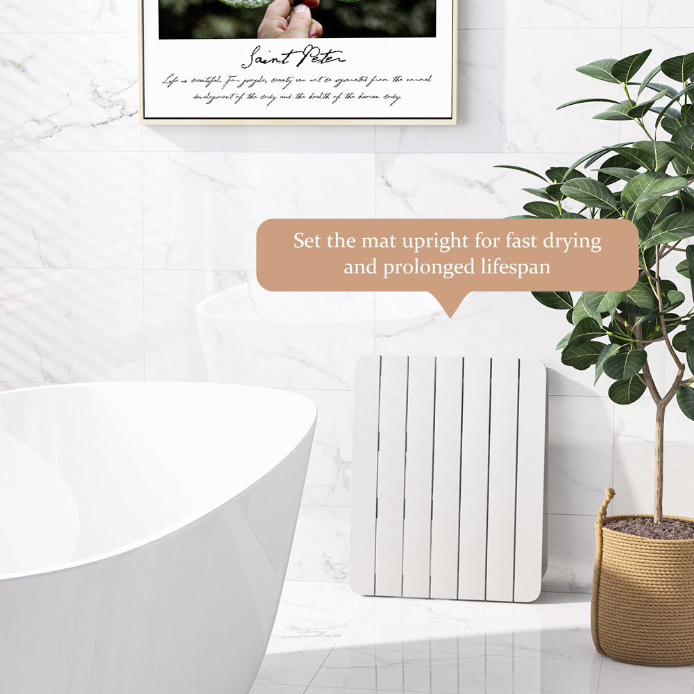 Costway White Non Slip Slatted Shower Mat 48 x 60cm Image 5