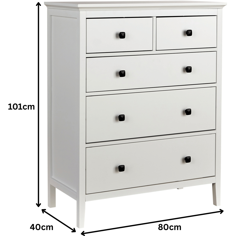 Home Source 5 Drawer White Wide Chest of Drawers Image 9