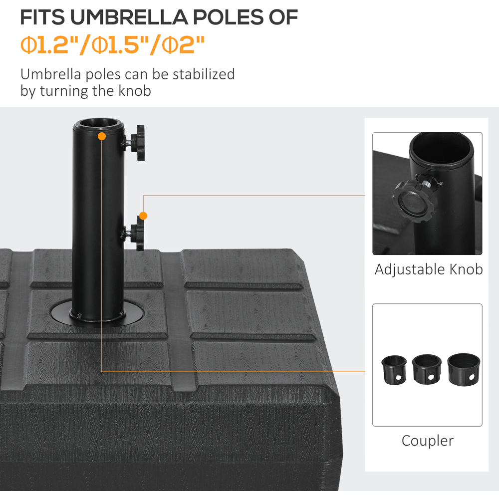 Outsunny Black Wood Effect Parasol Base 40kg Image 4