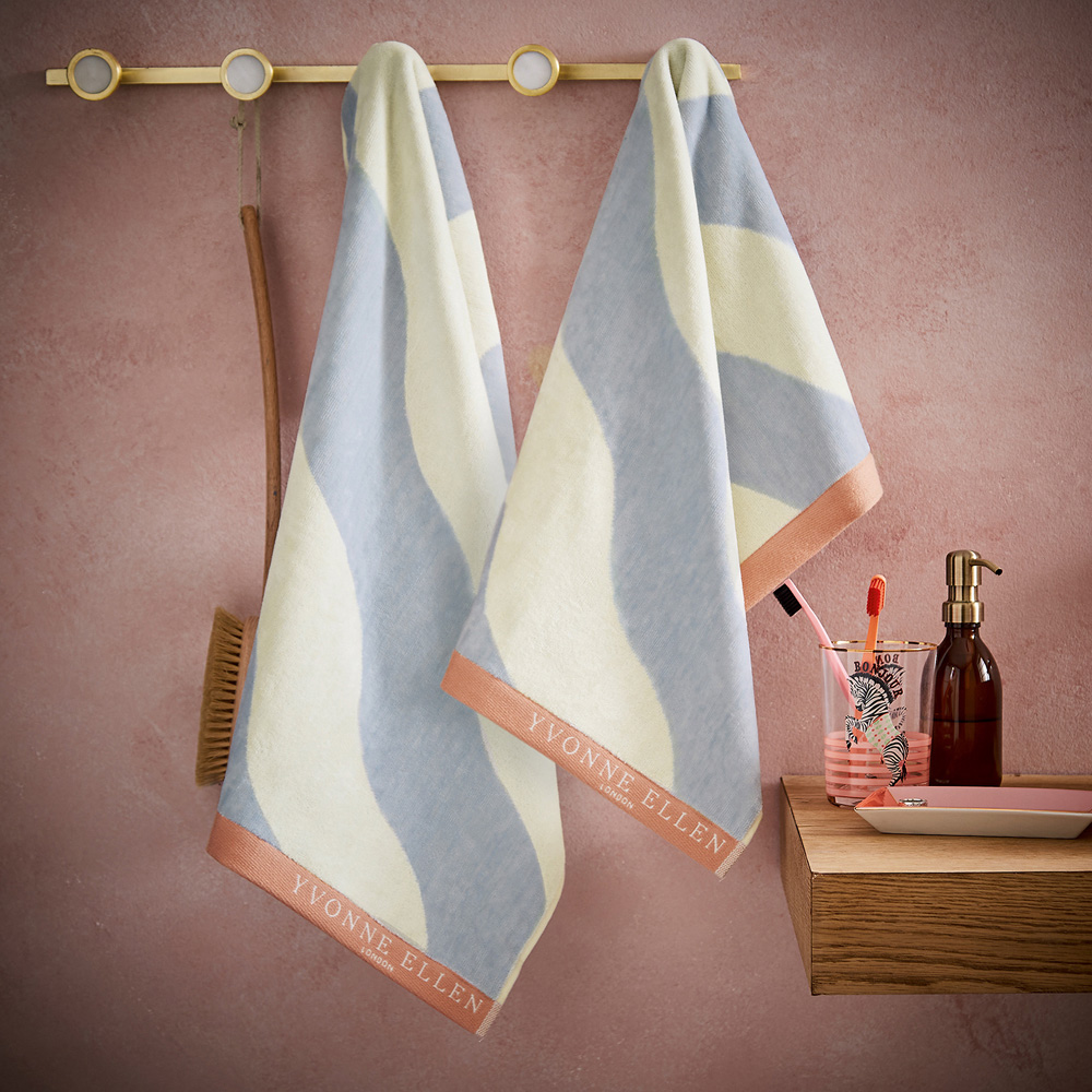 Yvonne Ellen Cotton Frosted Lake Signature Stripe Bath Towel Image 2
