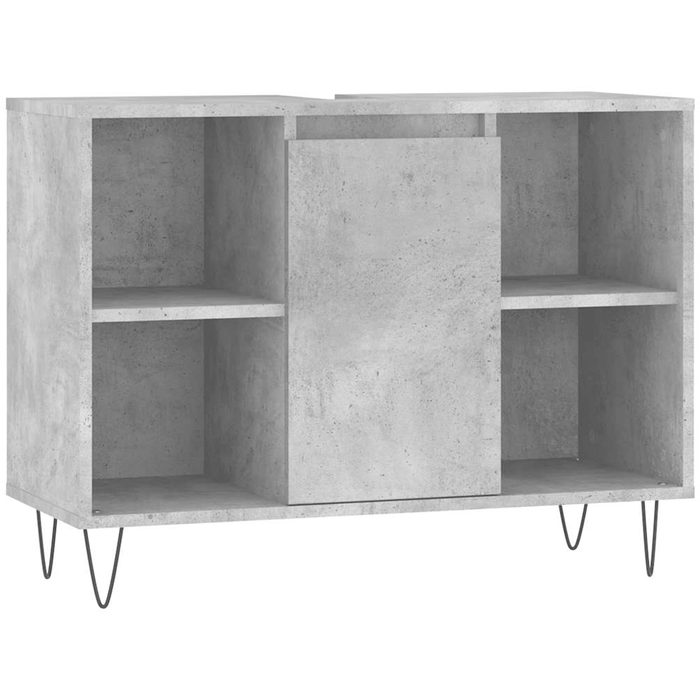 vidaXL Single Door 4 Open Shelf Concrete Grey Bathroom Cabinet Image 2