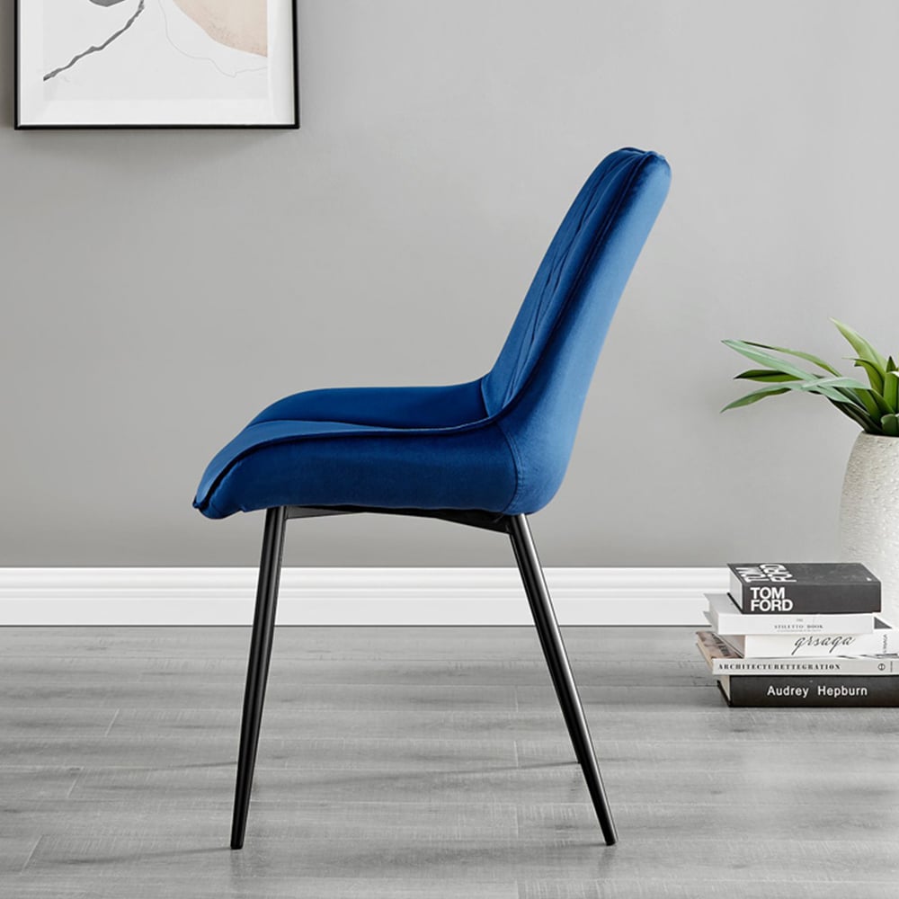 Furniturebox Arona Cesano Concrete Effect 6 Seater Round Dining Set Grey Black and Navy Image 4