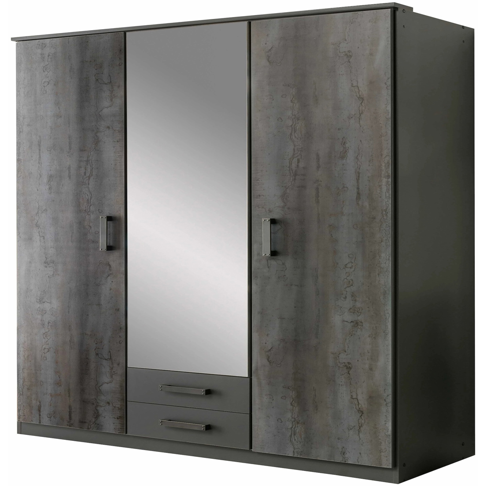 TJ'S Teleford 3 Door 2 Drawer Grey Wardrobe Image 2