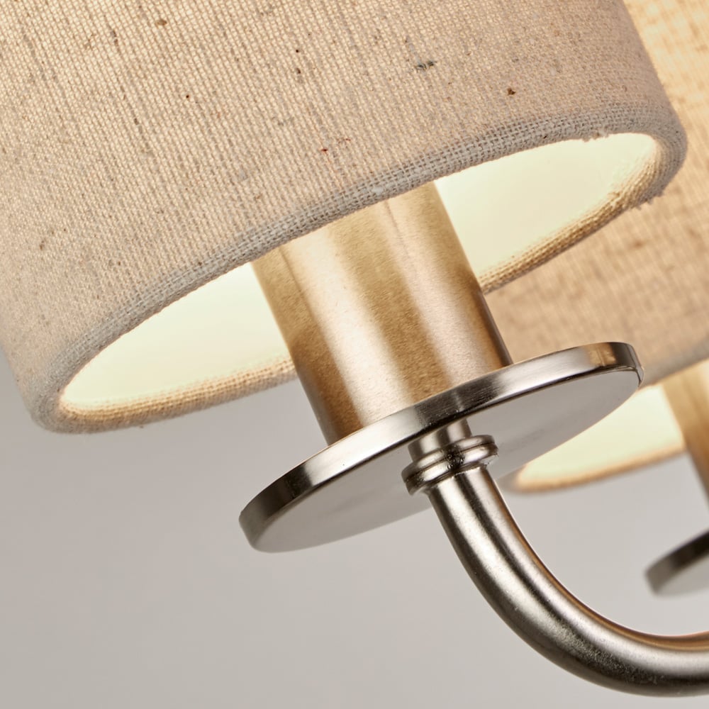 Lighting Collection 5 Light Satin Silver Linen Shades Ceiling Light Image 4
