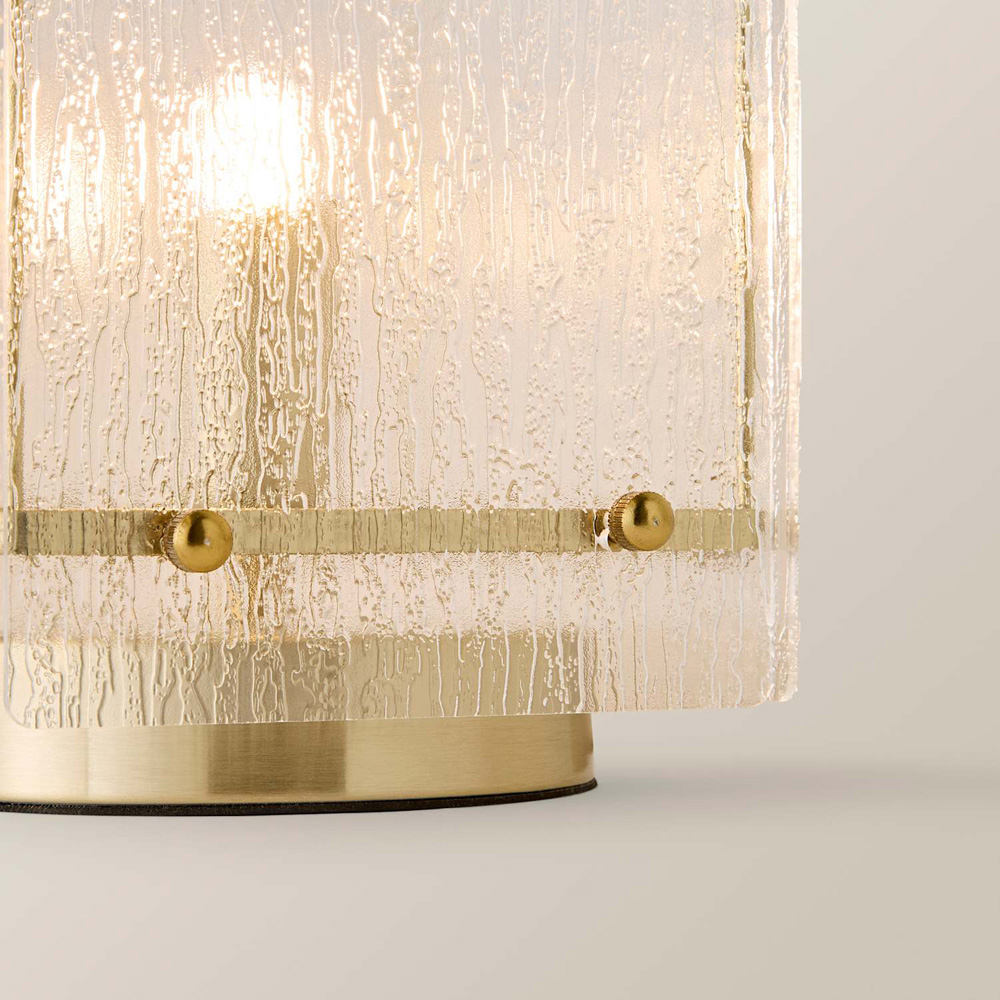 ValueLights Darcy Frosted Textured Acrylic Shade Brushed Gold Table Lamp with Bulb Image 3