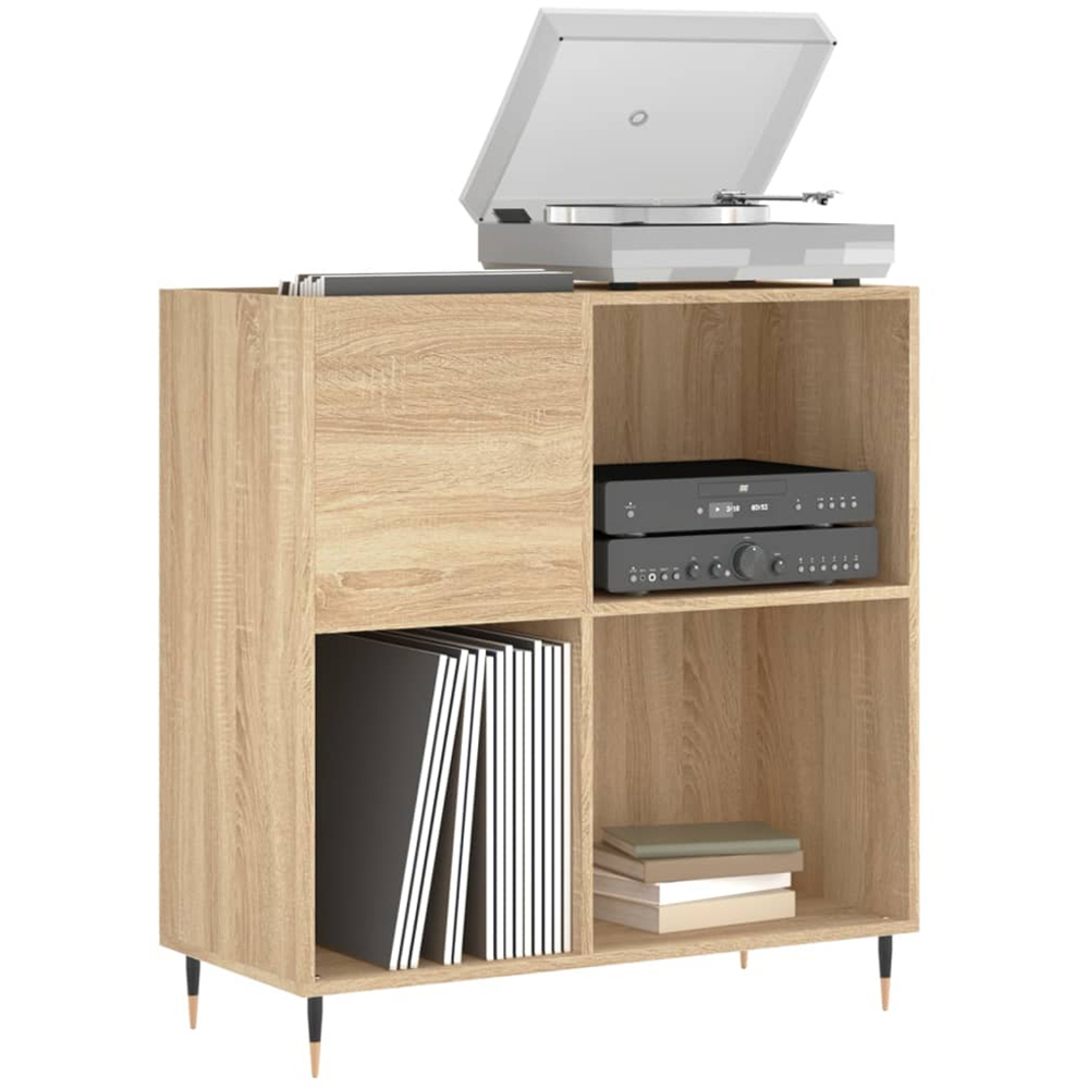 vidaXL 3 Shelf Sonoma Oak Square Record Cabinet Image 3
