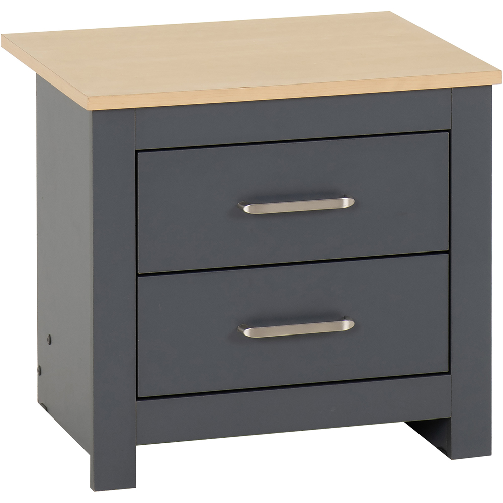 Seconique Portland 2 Drawer Grey and Oak Effect Bedside Table Image 2