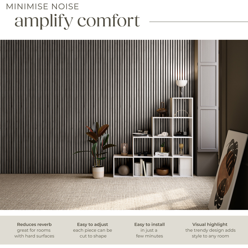 tectake Light Grey Oak Wood Effect Acoustic Wall Panel 4 Pack Image 6