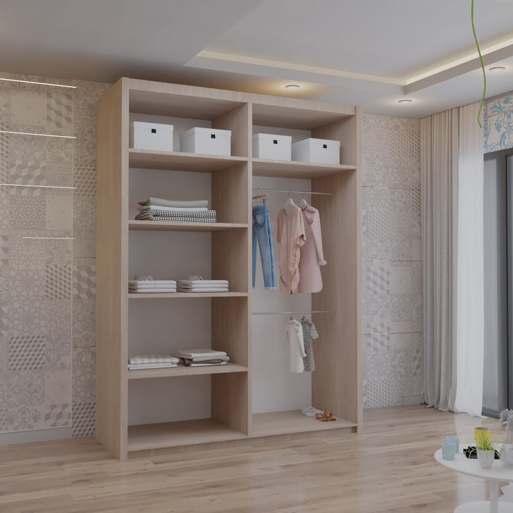 M N Furniture Venece 2 Door Oak Mirrored Sliding Wardrobe 180cm Image 3