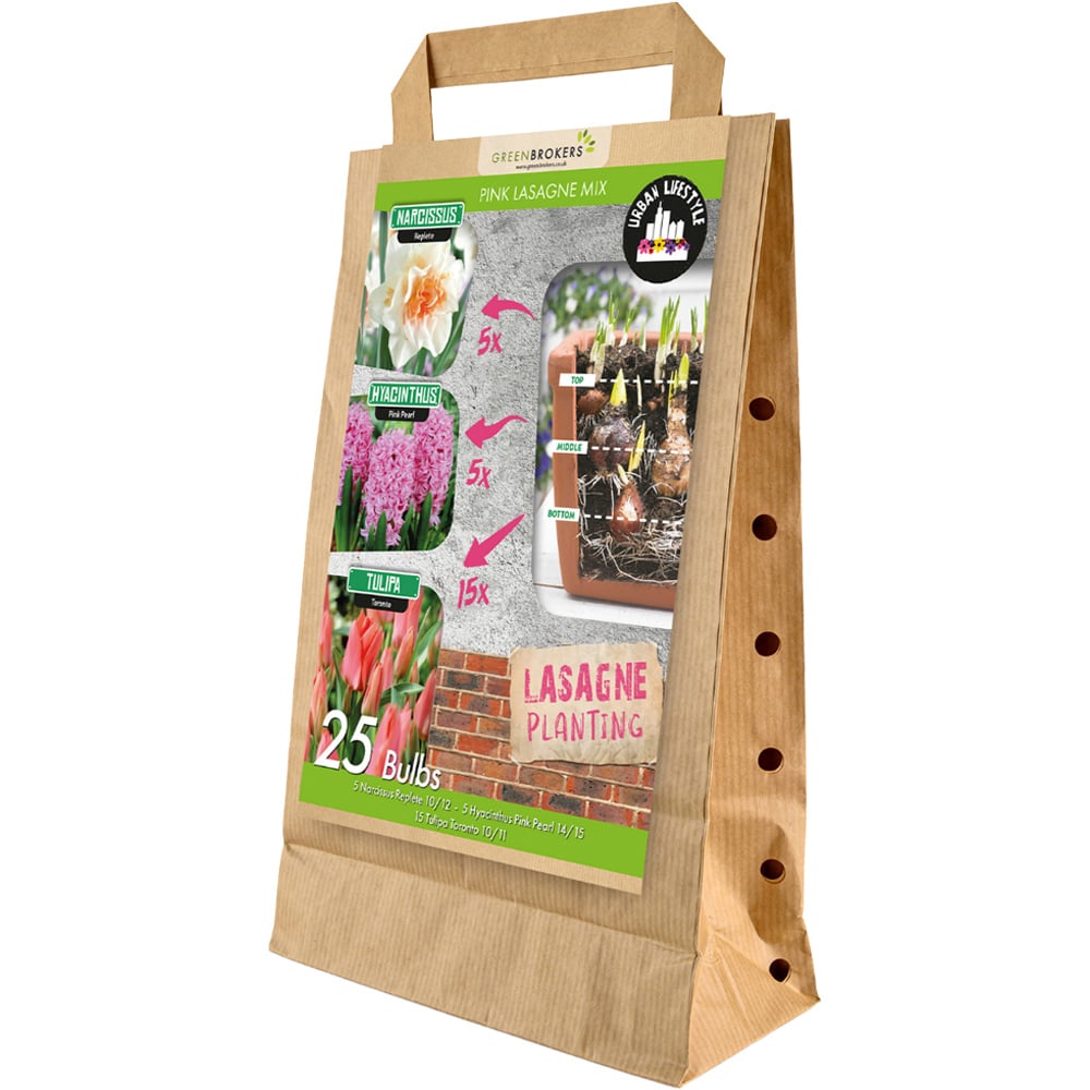 GreenBrokers Pink Lasagne Bee Friendly Mixed Spring Flower Planting Bulb 25 Pack Image 1