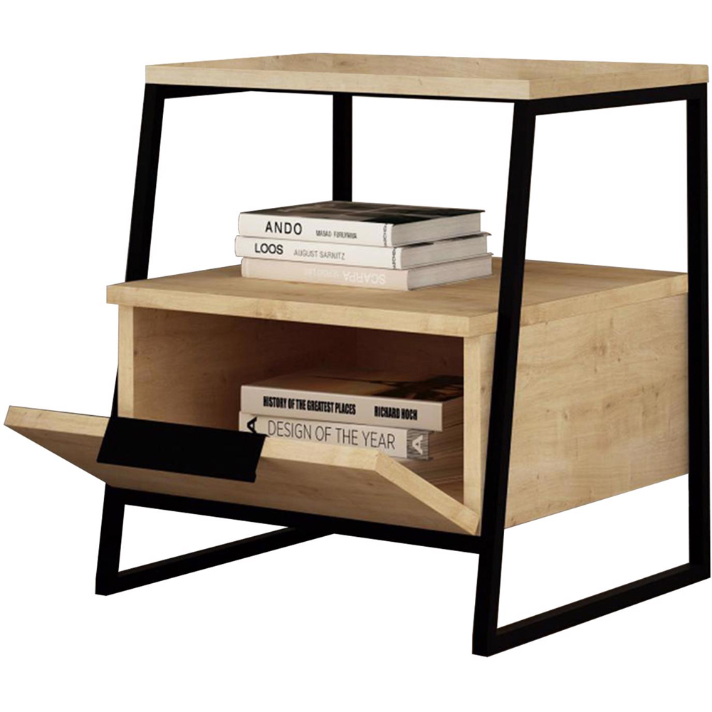 FWStyle Pal Single Door Single Shelf Oak Bedside Table Image 4