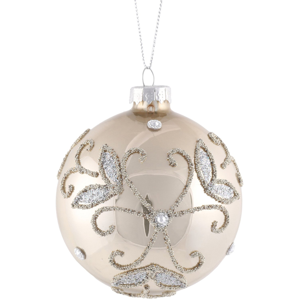 Leaf Design Bauble Champagne - Champagne Image 3
