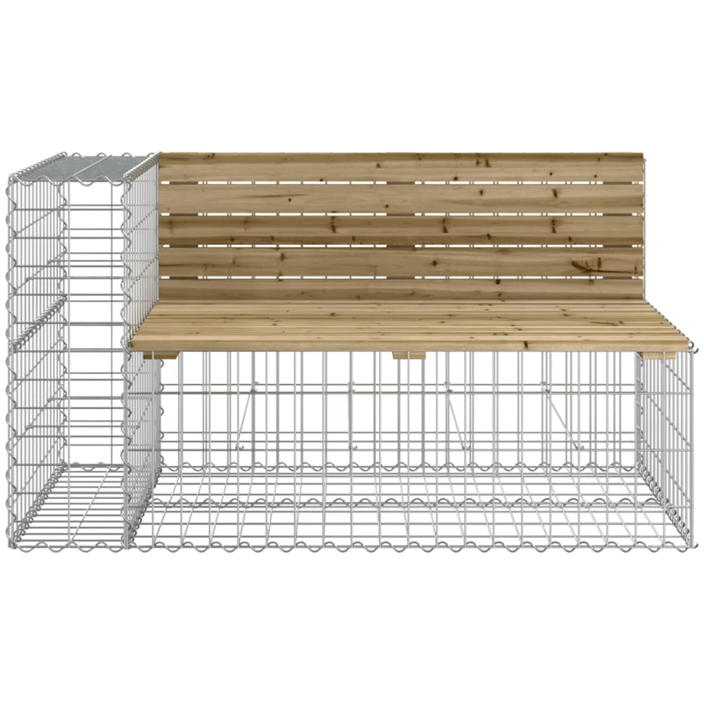 vidaXL Dark Brown Wood Pine Garden Bench with Gabion Basket 65.5 x 192 x 71cm Image 3