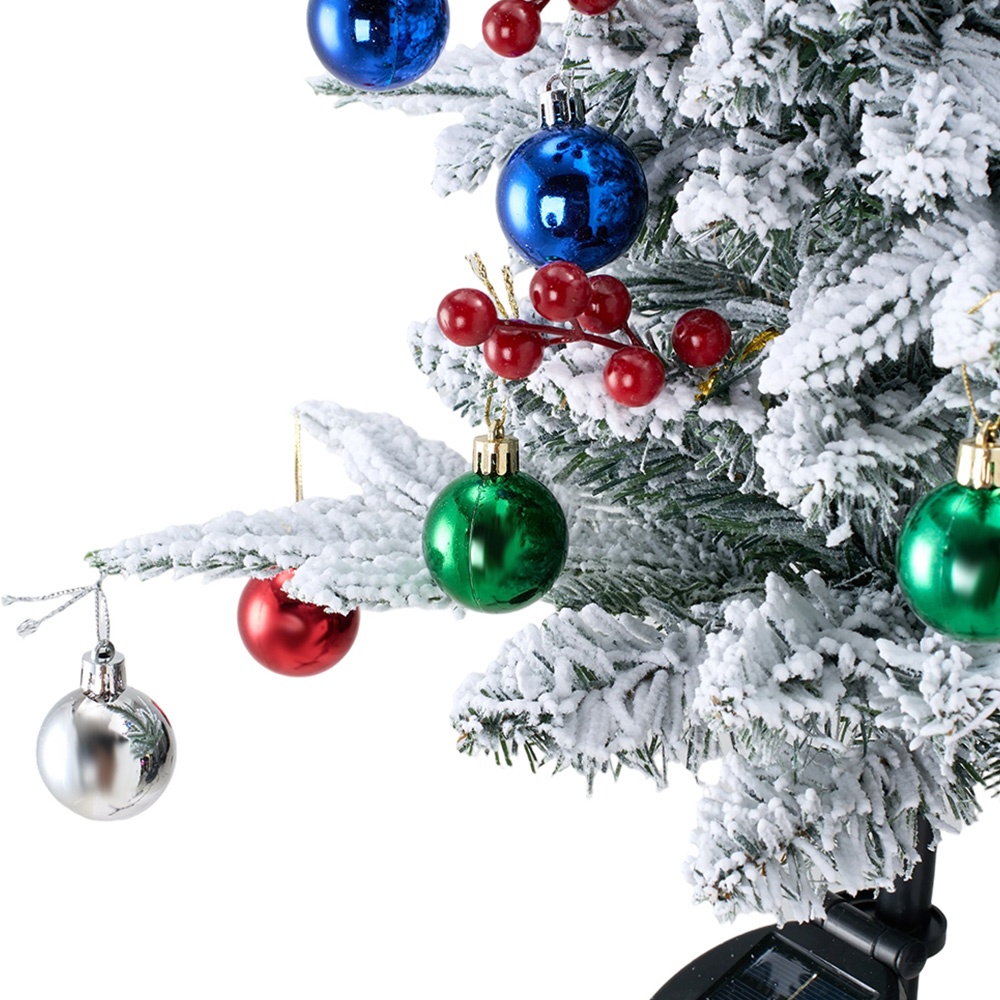 Living and Home Pre-Lit Solar-Powered Snow Dusted Artificial Christmas Tree 2.7ft 2 Pack Image 4