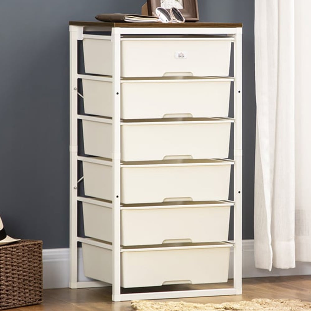 Portland White 6 Drawer Storage Cabinet Image 1