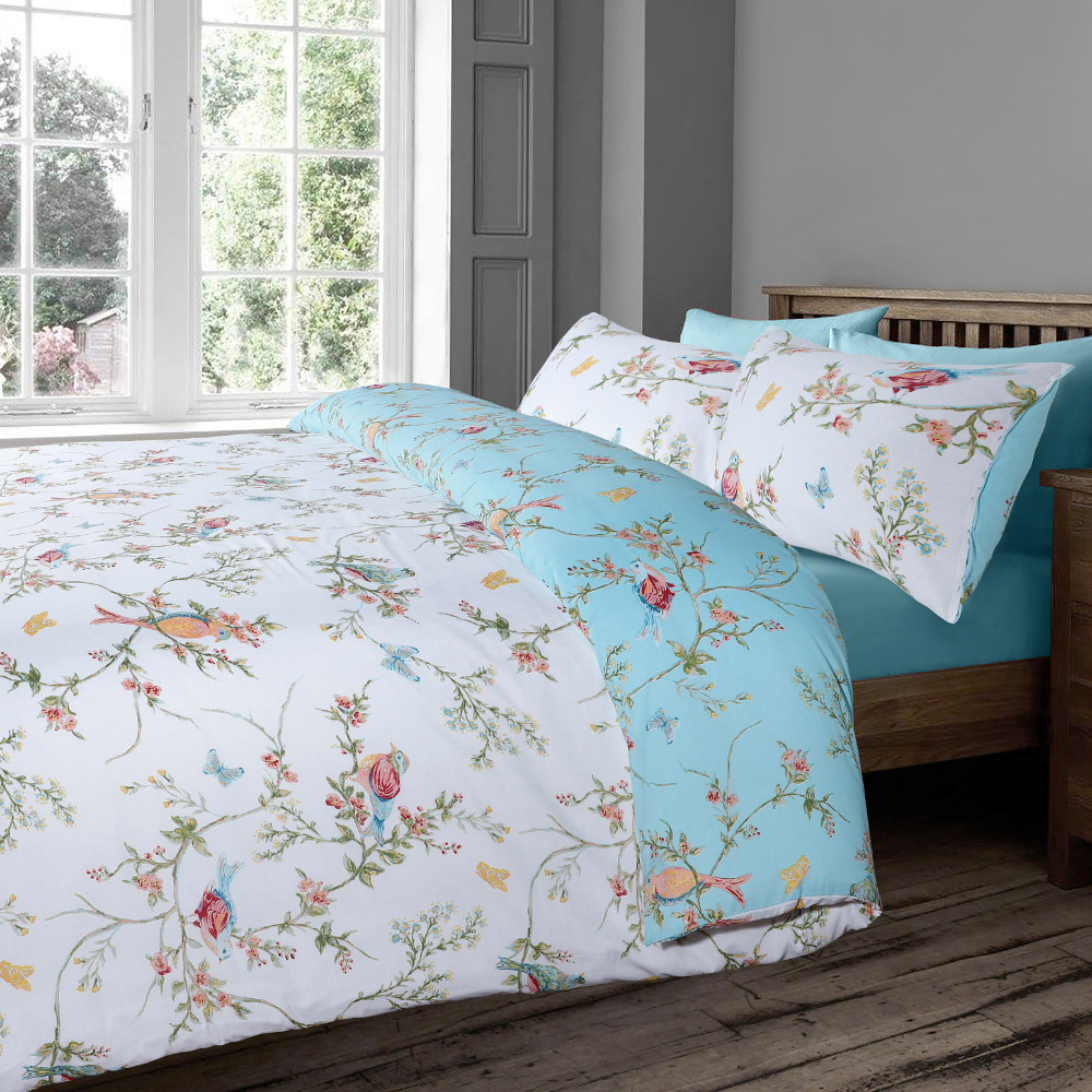 Velosso EasyCare Single Green Birds Floral Reversible Duvet Set Image 3