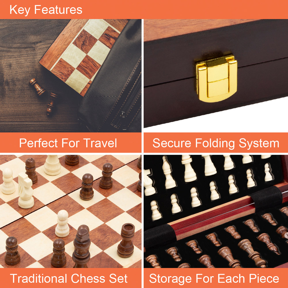 Global Gizmos Foldable Wooden Chess Set Image 6