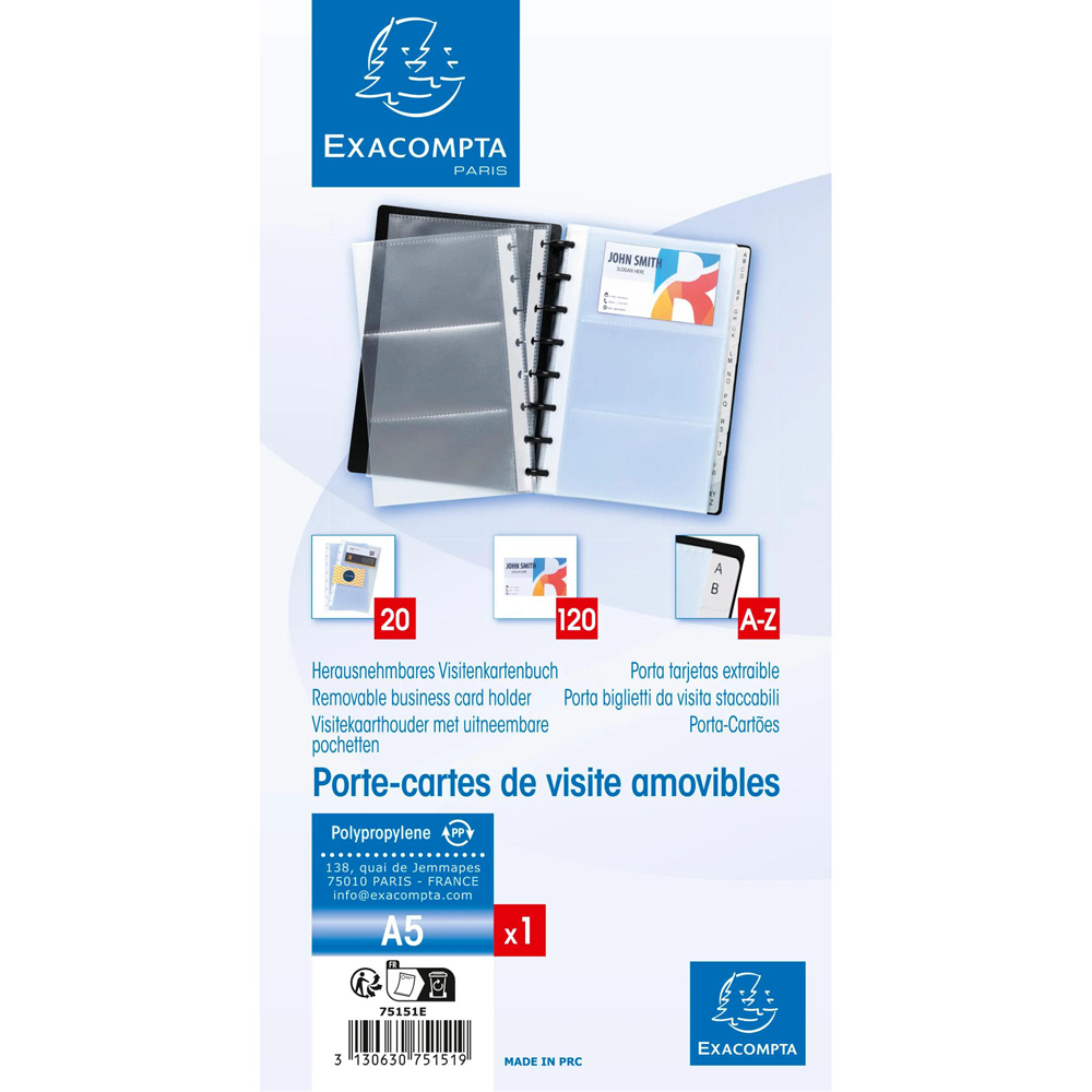 Exacompta Exactive 120 View Black Business Card Holder 5 Pack Image 3