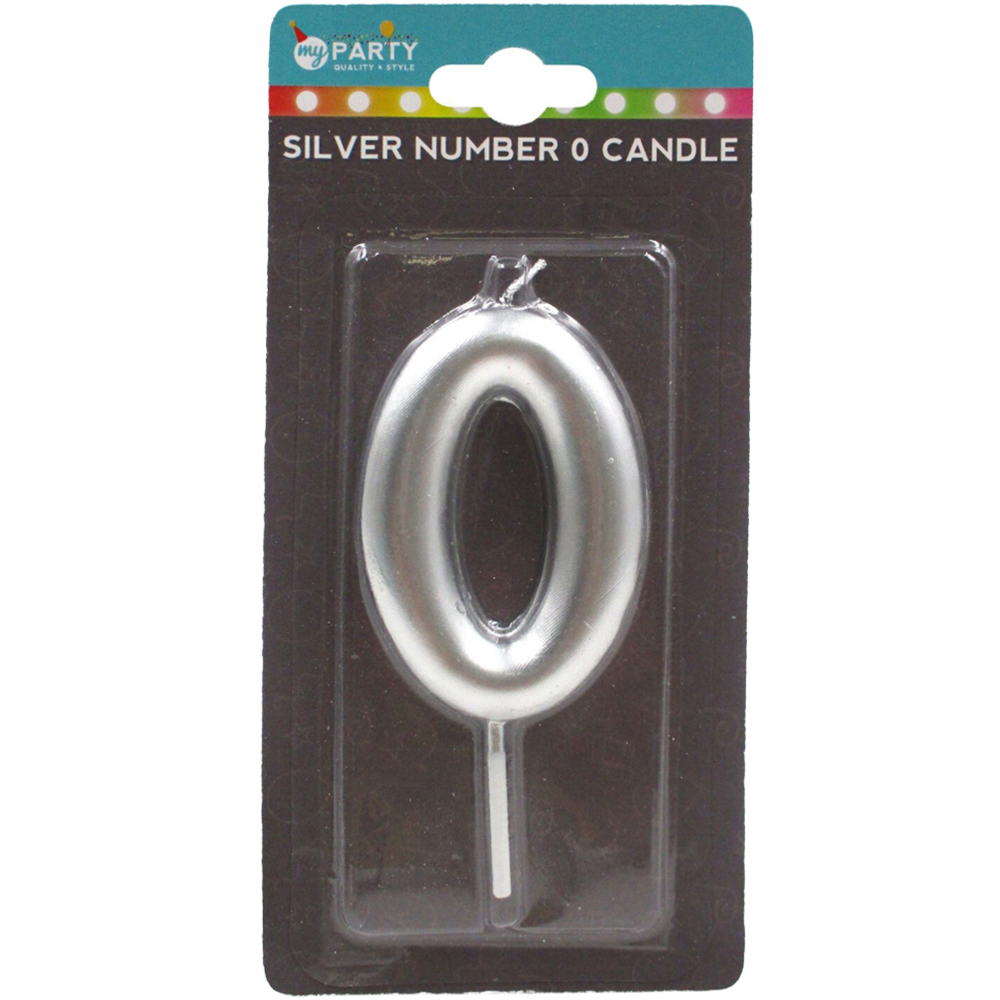 Silver Number Candle - 6.1cm Image