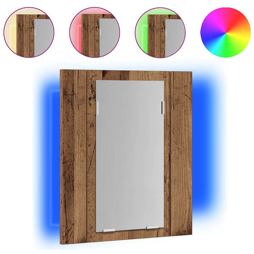 vidaXL LED Mirror Old Wood Bathroom Cabinet Image 8