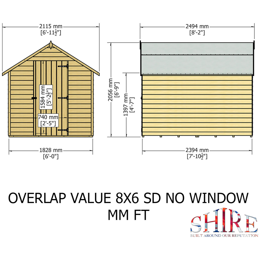 Shire 8 x 6ft Dip Treated Overlap Shed Image 8