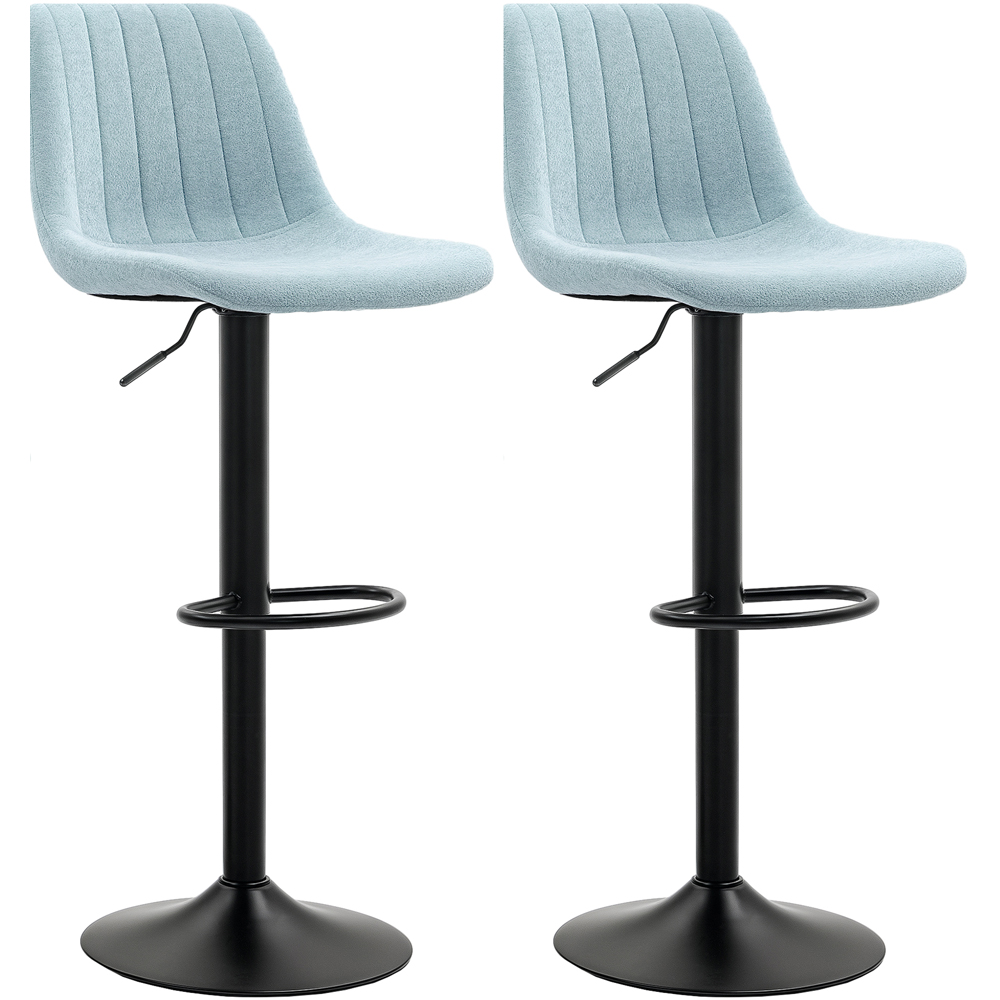 HOMCOM Blue Adjustable Swivel Bar Chair with Backrest Set of 2 Image 2