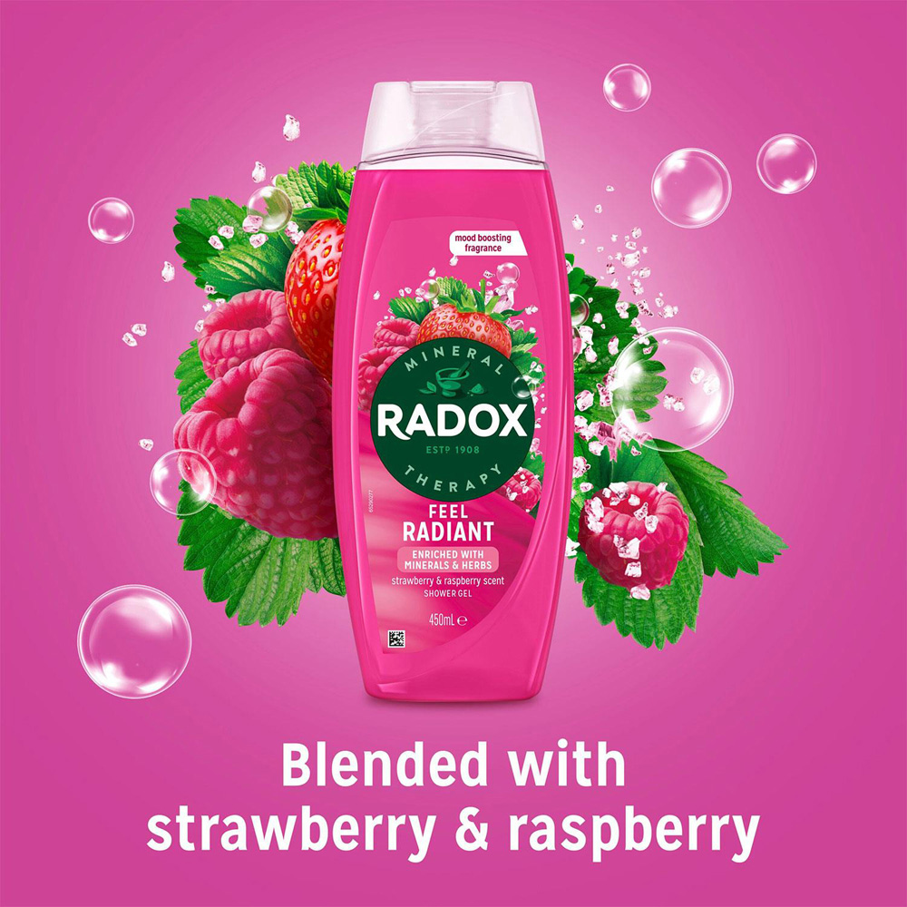 Radox Mineral Therapy Feel Radiant Strawberry and Raspberry Revitalising Shower Gel 450ml 6 Pack Image 4