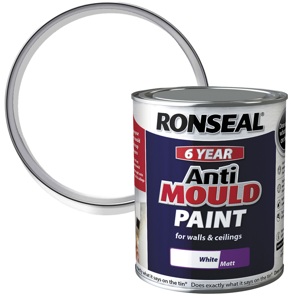 Ronseal Walls and Ceilings White Matt Anti Mould Paint 750ml Image 1