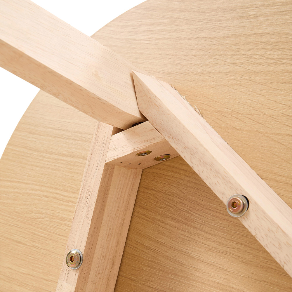 Living and Home 2-Tier Natural Round Wooden Coffee Side Table Image 5