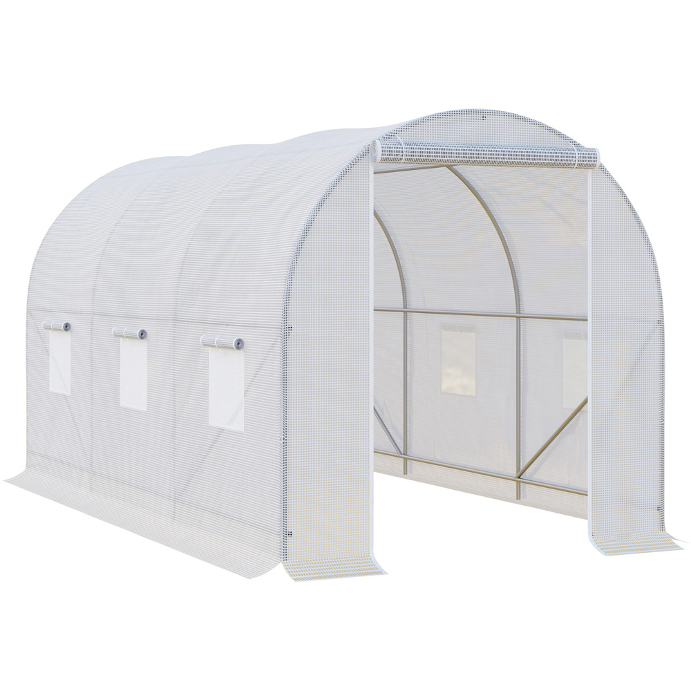 Outsunny White Steel Frame 6 x 11ft Walk In Polytunnel Greenhouse Image 1