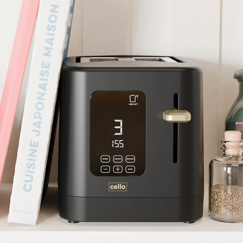 Cello CELLO-TR185-BK Black 2 Slice Digital Toaster Image 2