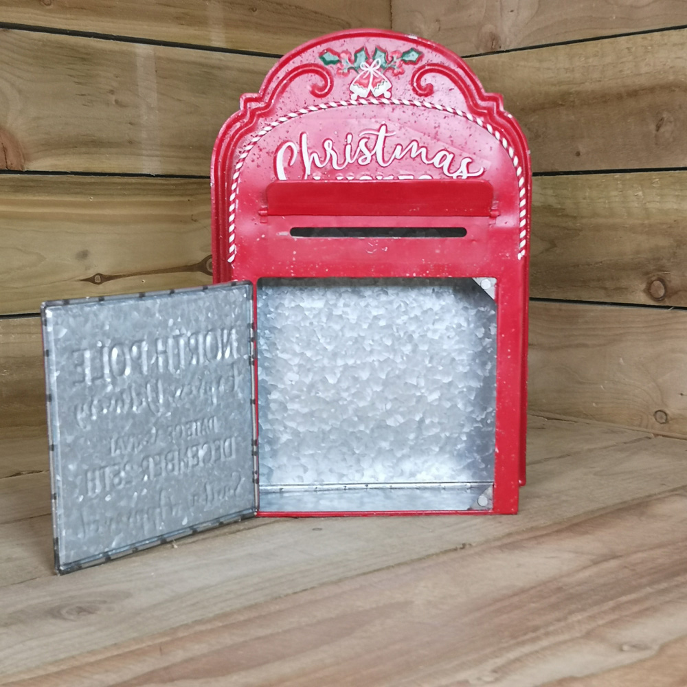 Samuel Alexander Red and White Santa Metal Post Box Christmas Decoration Image 7