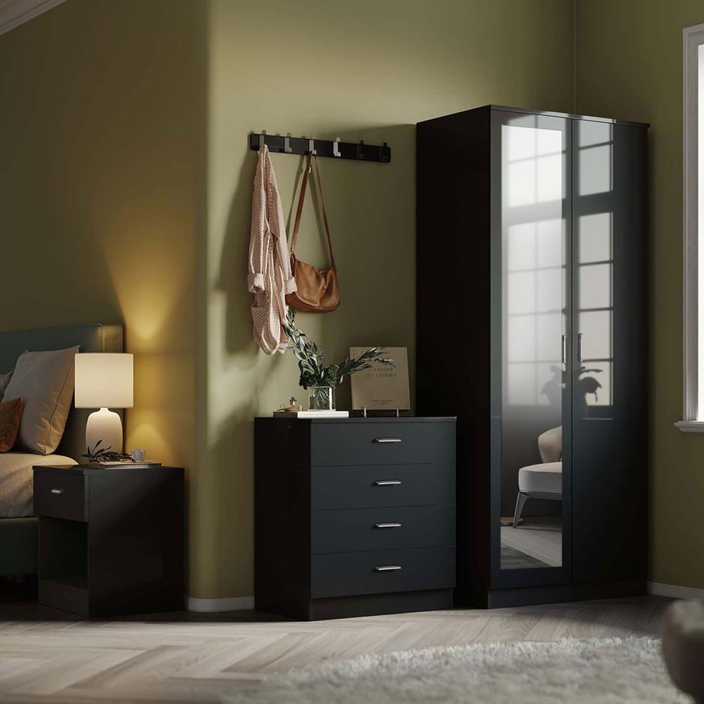 Brooklyn 3 Piece Black High Gloss Bedroom Furniture Set Image 6