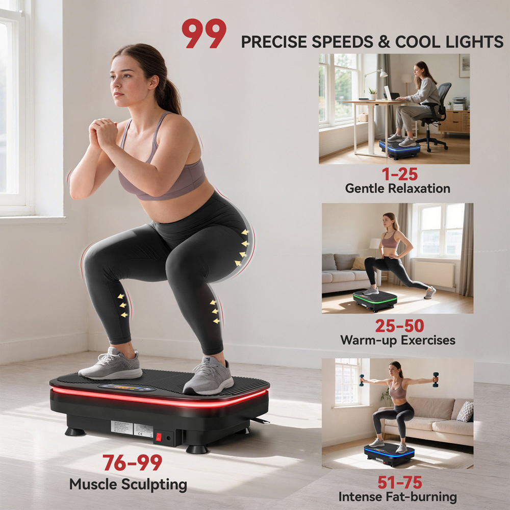 SPORTNOW Vibration Plate Exercise Machine with LEDs and Bluetooth Image 8