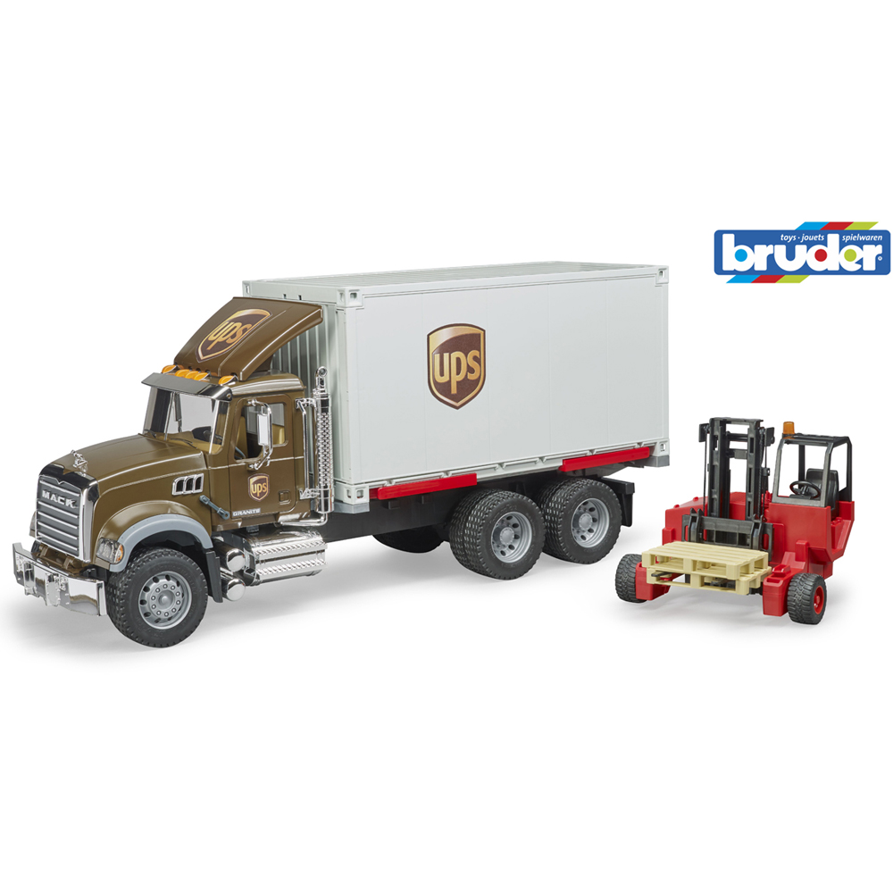 Bruder MACK Granite UPS Logistic Truck with Forklift Image 8