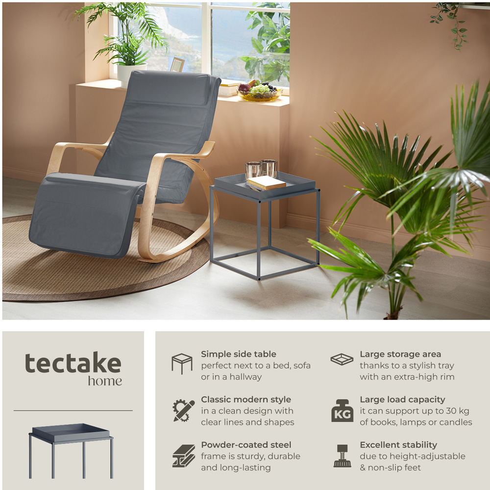 tectake Cambridge Single Shelf Dark Grey Bedside Table Image 3