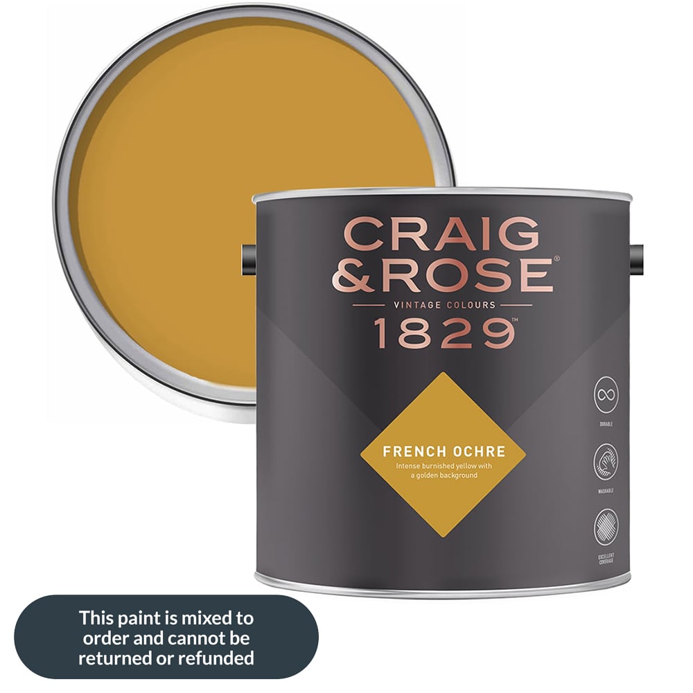 Craig & Rose Kitchen and Bathroom French Ochre Eggshell Paint 2.5L Image 1