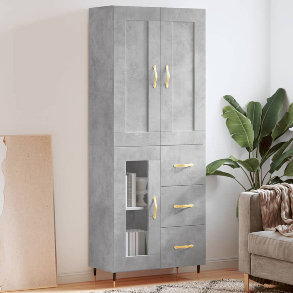 vidaXL 3 Door 3 Drawer Concrete Grey Highboard Image 1