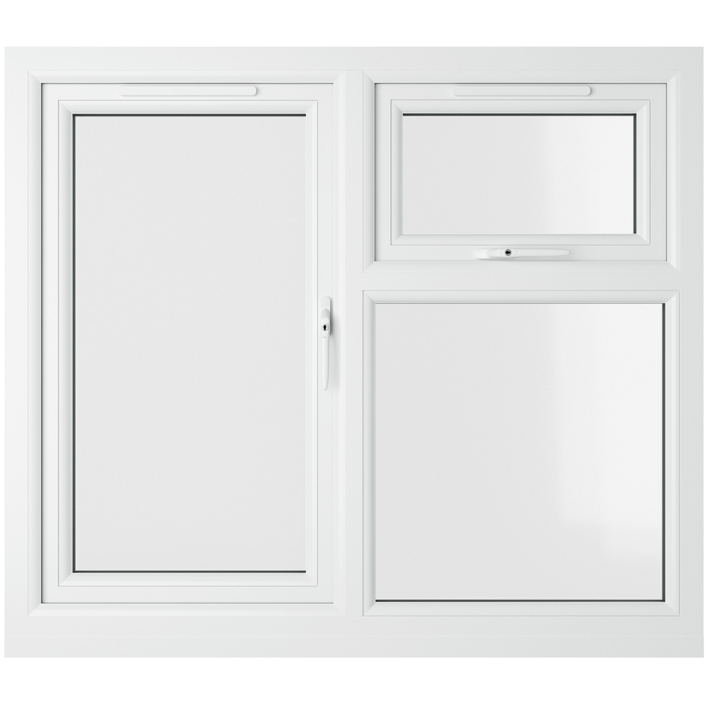 Crystal uPVC Triple Glazed Window RH Side Hung and Top Opener Grey White Clear Glass 1190x965mm Image 2