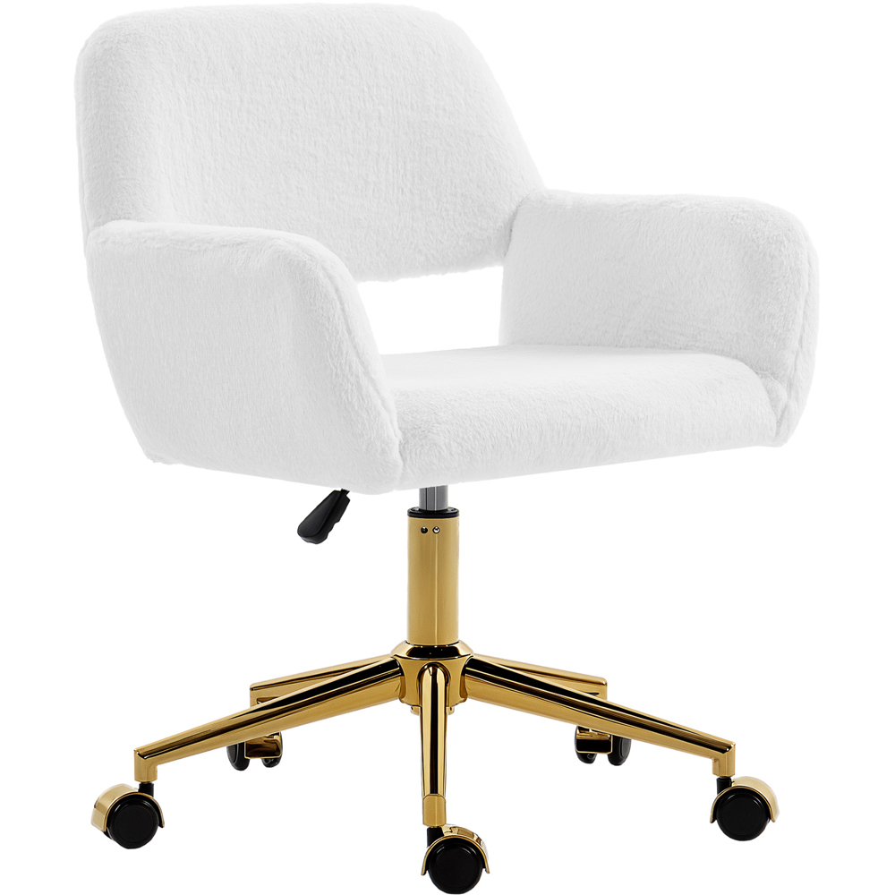 Portland White Faux Fur Height Adjustable Swivel Office Chair Image 2