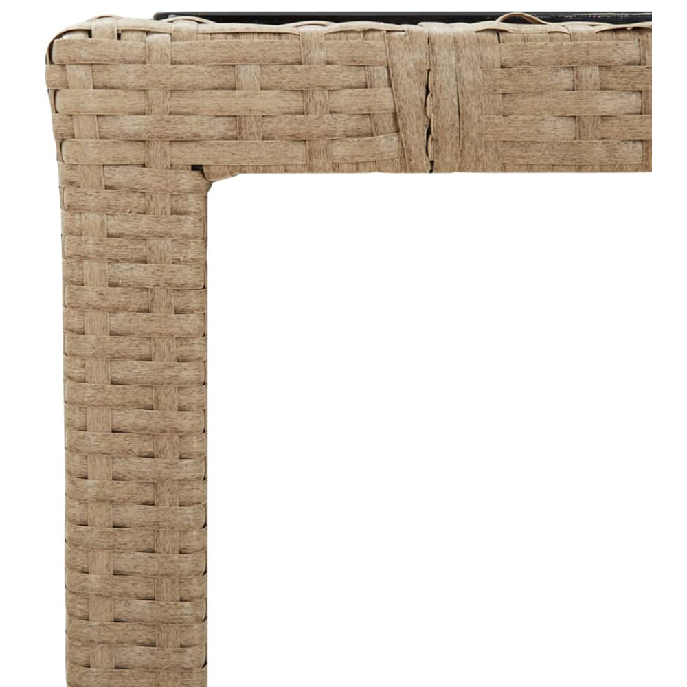 vidaXL 6 Seater Beige Polyrattan Tempered Glass Tabletop Garden Table Image 5
