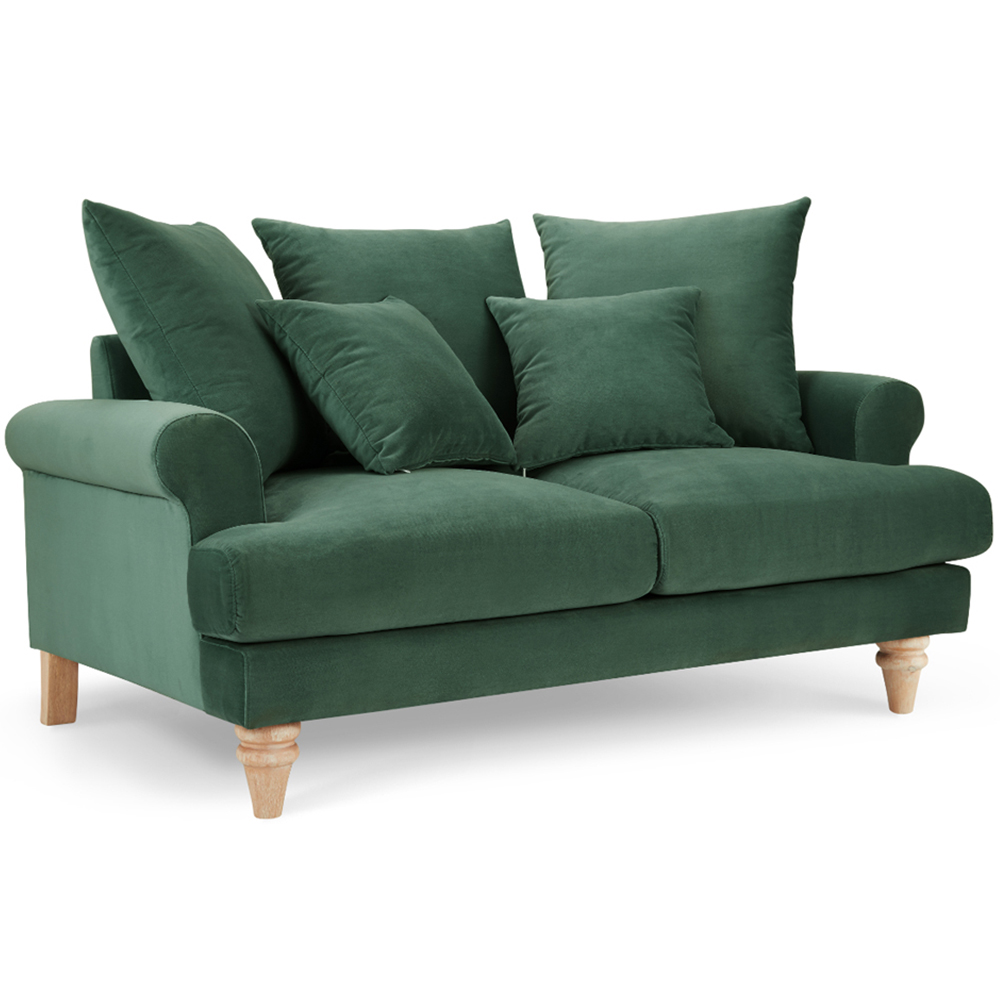 Home Detail Churchill 2 Seater Dark Green Velvet Sofa Image 2