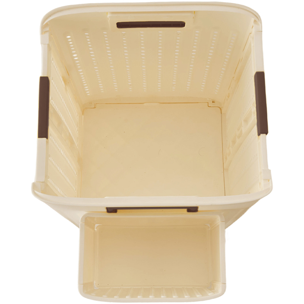 Living and Home Large Cream White Foldable Laundry Basket with Hanging Basket and Castors Image 3