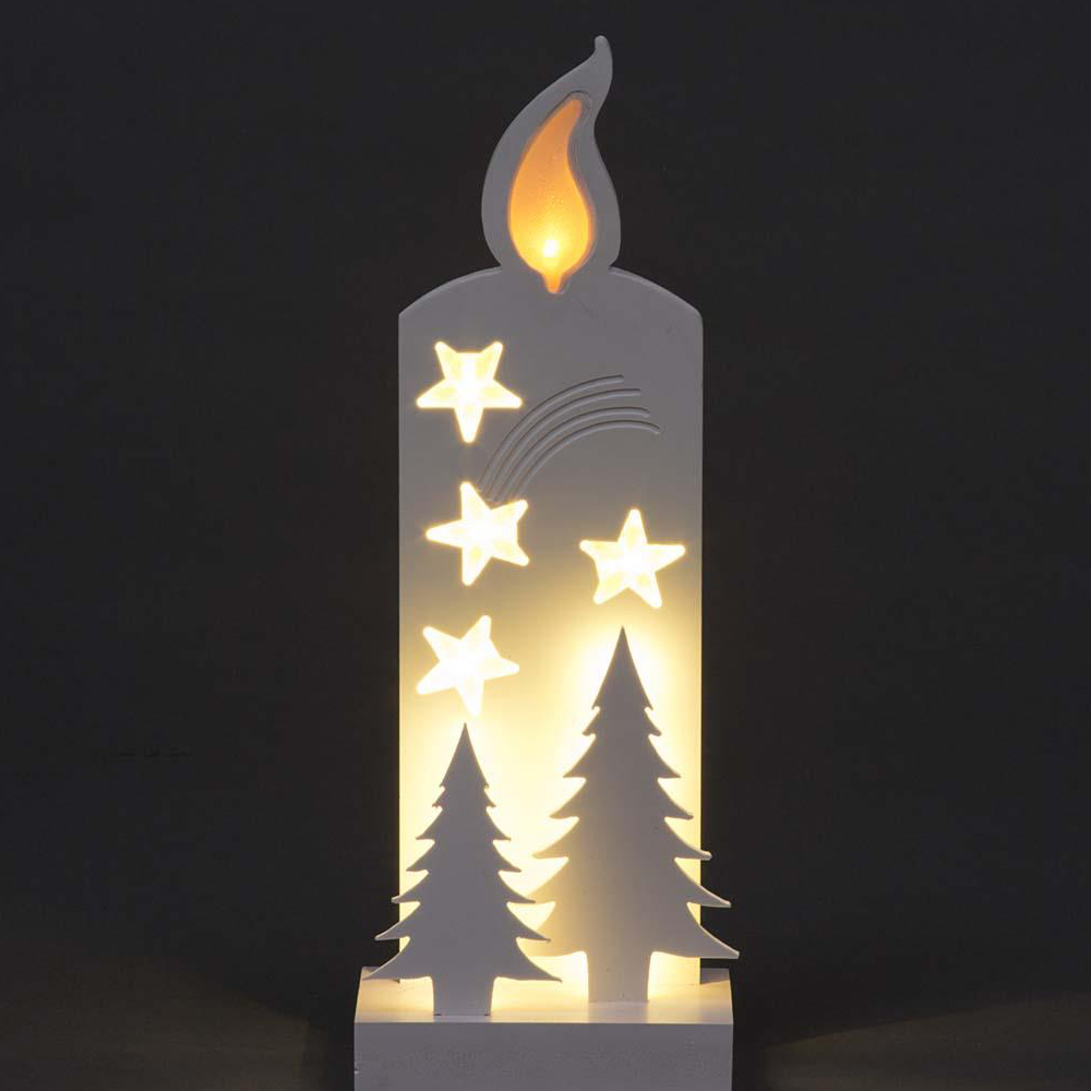 Shatchi White Pre Lit LED Wooden Nativity Scene Christmas Decoration Image 2