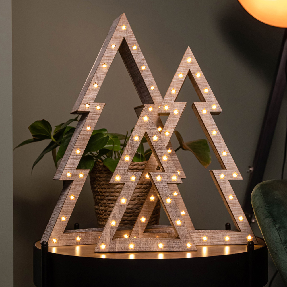 Samuel Alexander Light Up Wooden Christmas Tree 3 Piece Image 2