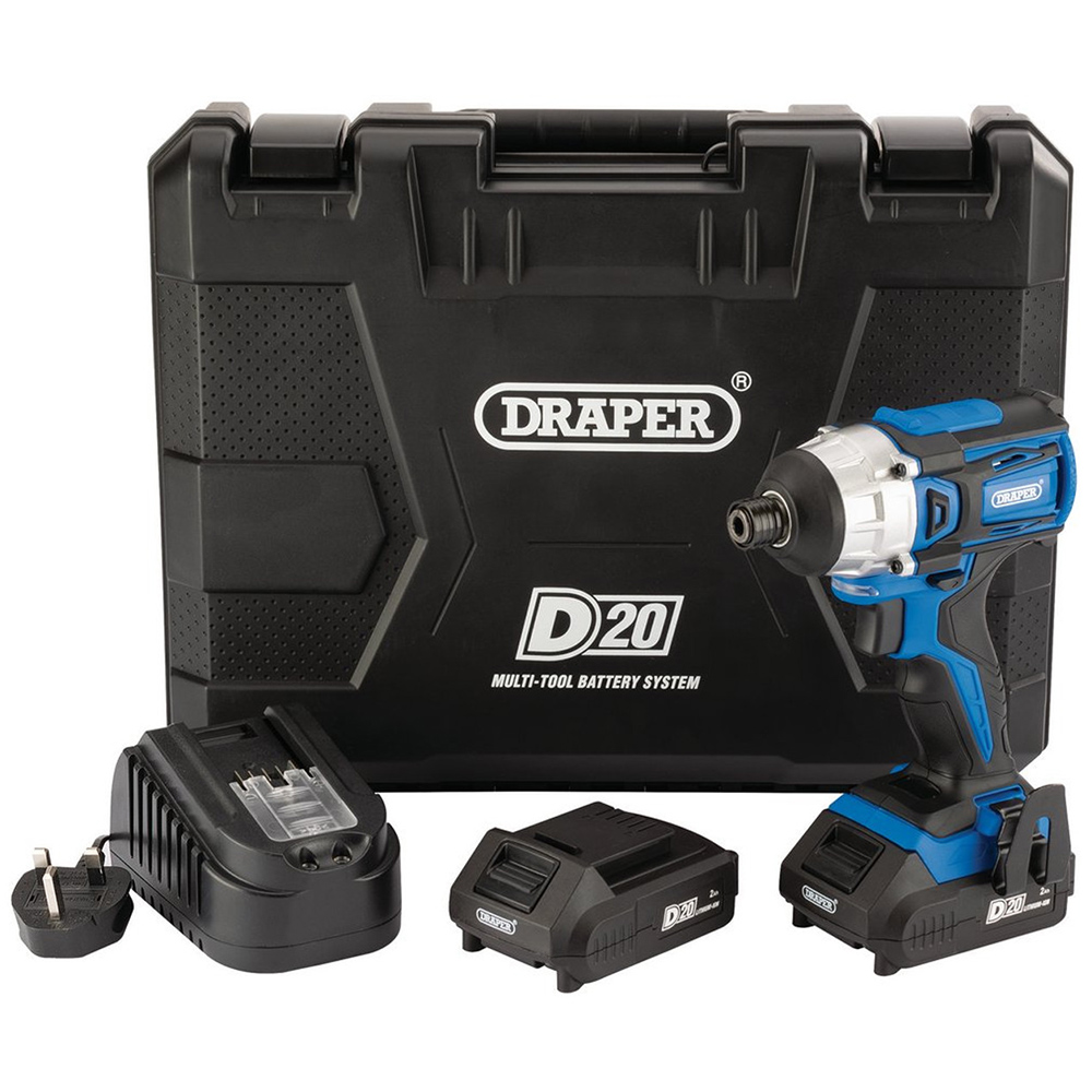 Draper D20 20V Brushless Impact Driver with Batteries and Charger Image 1